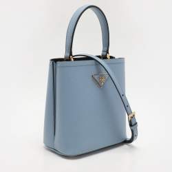 Pre Owned Prada Blue Leather Small Panier Top Handle Bag
