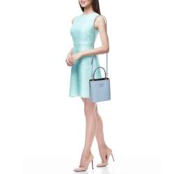 Pre Owned Prada Blue Leather Small Panier Top Handle Bag