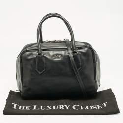 Prada Black Leather Double Compartment Bauletto Satchel