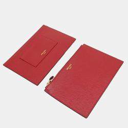 Prada Black Red Leather Saffiano Document Clutch Bag