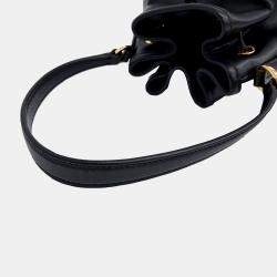 Pre Owned Prada Black Leather Bucket Tote Bag