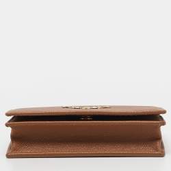 Prada Brown Saffiano Leather Flap Card Holder