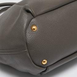 Pre Owned Prada Grey Vitello Daino Leather Snap Shoulder Bag