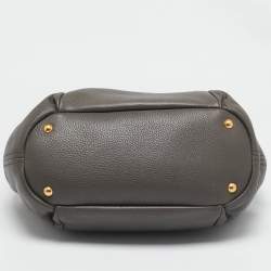 Pre Owned Prada Grey Vitello Daino Leather Snap Shoulder Bag