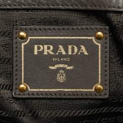 Pre Owned Prada Grey Vitello Daino Leather Snap Shoulder Bag