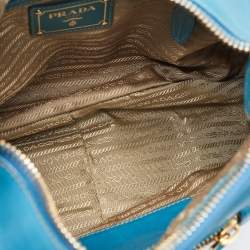 Prada Blue Cervo Leather Zip Around Hobo