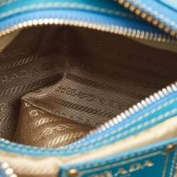 Prada Blue Cervo Leather Zip Around Hobo