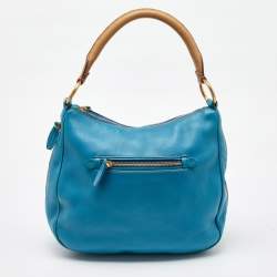 Prada Blue Cervo Leather Zip Around Hobo