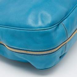 Prada Blue Cervo Leather Zip Around Hobo