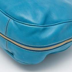Prada Blue Cervo Leather Zip Around Hobo