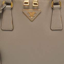 Prada Light Grey Saffiano Lux Leather Promenade Satchel