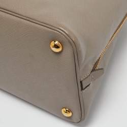 Prada Light Grey Saffiano Lux Leather Promenade Satchel