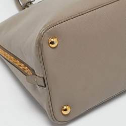 Prada Light Grey Saffiano Lux Leather Promenade Satchel