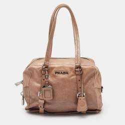 Prada Two Tone Brown Glace Mordore Leather Satchel
