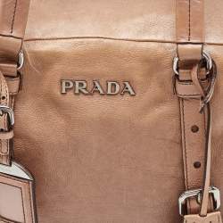 Prada Two Tone Brown Glace Mordore Leather Satchel