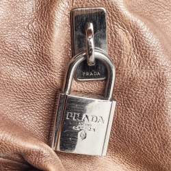 Prada Two Tone Brown Glace Mordore Leather Satchel