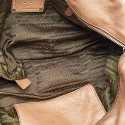 Prada Two Tone Brown Glace Mordore Leather Satchel