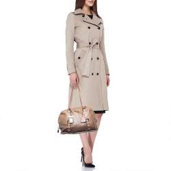 Prada Two Tone Brown Glace Mordore Leather Satchel