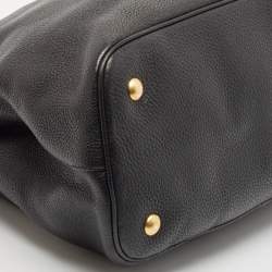 Pre Owned Prada Black Vitello Daino Leather Middle Zip Tote