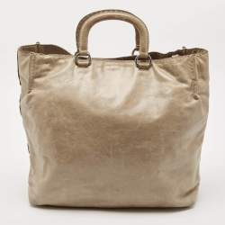 Prada Beige Vitello Shine Leather Snap Tote