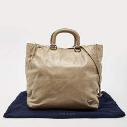 Prada Beige Vitello Shine Leather Snap Tote