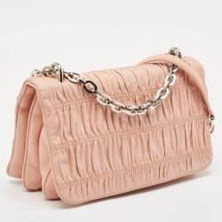 Pre Owned Prada Pink Nappa Gaufre Leather Chain Shoulder Bag