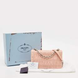 Pre Owned Prada Pink Nappa Gaufre Leather Chain Shoulder Bag