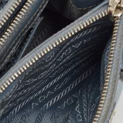 Prada Light Blue Saffiano Lux Leather Mini Double Zip Tote