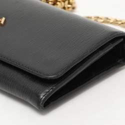 Prada Black Saffiano Move Leather Chain Wallet On Chain