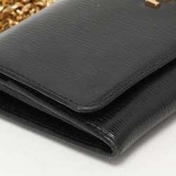 Prada Black Saffiano Move Leather Chain Wallet On Chain