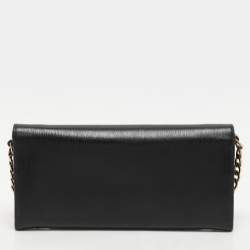 Prada Black Saffiano Move Leather Chain Wallet On Chain