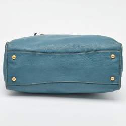 Prada Blue Leather Vitello Daino Satchel