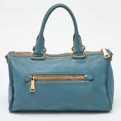 Prada Blue Leather Vitello Daino Satchel