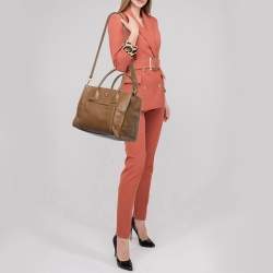 Prada Brown Leather Daino Front Pocket Tote