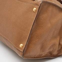 Prada Brown Leather Daino Front Pocket Tote