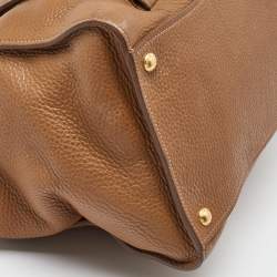 Prada Brown Leather Daino Front Pocket Tote