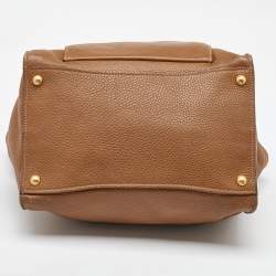 Prada Brown Leather Daino Front Pocket Tote