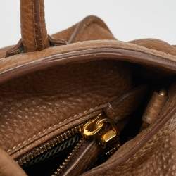 Prada Brown Leather Daino Front Pocket Tote