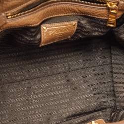 Prada Brown Leather Daino Front Pocket Tote