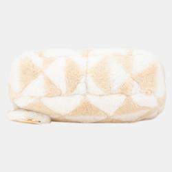 Prada Beige White Mini Shearling Symbole Re-Edition Satchel