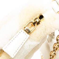 Prada Beige Brown Mini Shearling Symbole Triangle Satchel