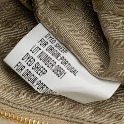 Prada Beige Brown Mini Shearling Symbole Triangle Satchel