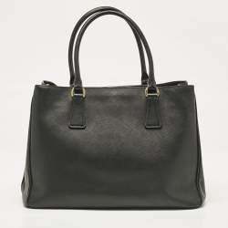 Prada Black Saffiano Lux Leather Middle Zip Tote
