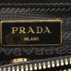 Prada Black Saffiano Lux Leather Middle Zip Tote