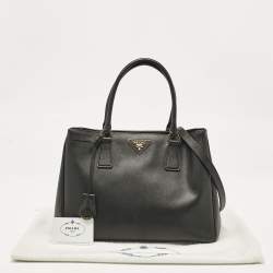 Prada Black Saffiano Lux Leather Middle Zip Tote
