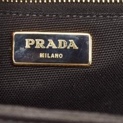 مملوكة مسبقًا Prada Black/Natural Wicker and Canvas Panier Bag