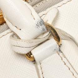 Pre Owned Prada White Saffiano Leather Double Zip Tote