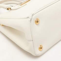 Pre Owned Prada White Saffiano Leather Double Zip Tote