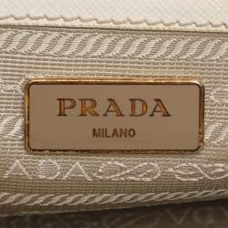 Pre Owned Prada White Saffiano Leather Double Zip Tote