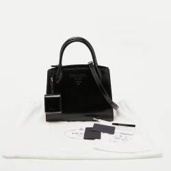 Pre Owned Prada Black Leather Small Monochrome Tote